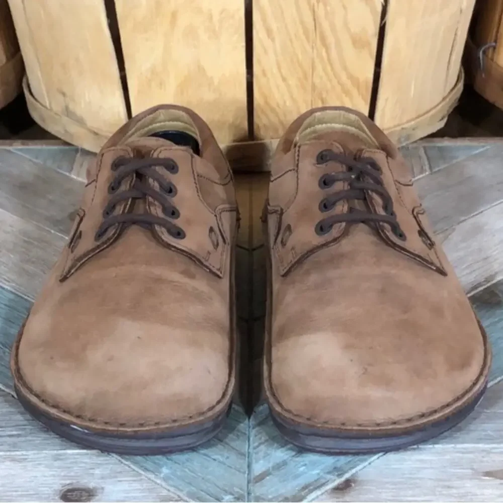Birkenstock Memphis 4-Eye Tan Brown Nubuck Lace-Up Comfort Oxfords Mens Size 8